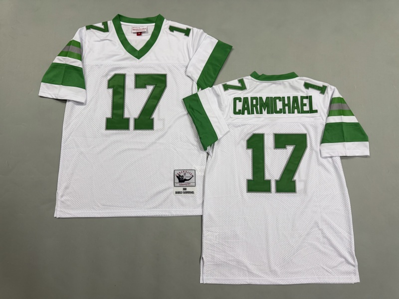 Men 2025 Philadelphia Eagles #17 Carmichael white Throwback Limited NFL Jersey style 001